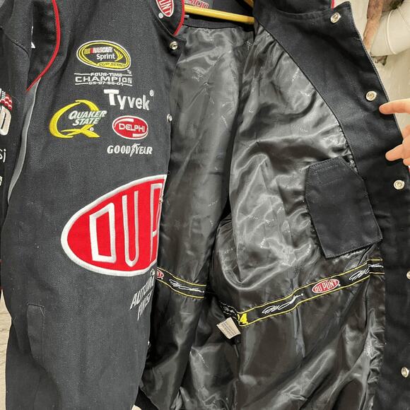 Jeff Hamilton NASCAR Jacket Mens 2XL XXL Black 24 Jeff Gordon Flames VINTAGE - Picture 13 of 15